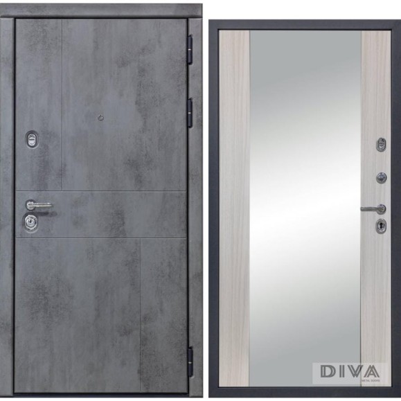 Дверь DIVA 48 (2050x960 мм; зеркало; правая; бетон темный - Д15 Сандал белый) УТ-00075134 Дверь DIVA 48 (2050x960 мм; зеркало; правая; бетон темный - Д15 Сандал белый) УТ-00075134