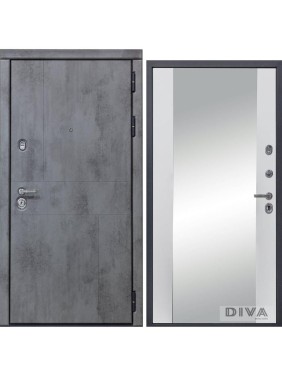 Дверь DIVA 48 (2050x860 мм; зеркало; правая; бетон темный - Д15 белый софт) УТ-00073502