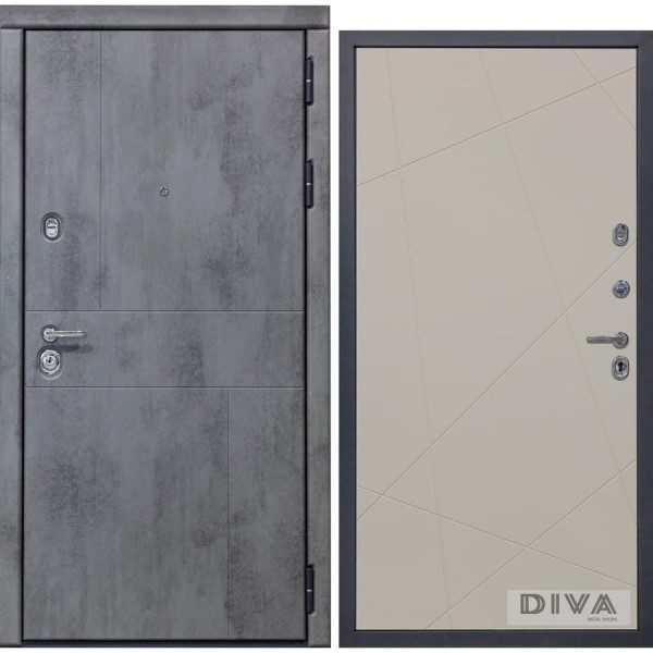 Дверь DIVA 48 (2050x960 мм; правая; бетон темный - Д11 Софт шампань) УТ-00074672