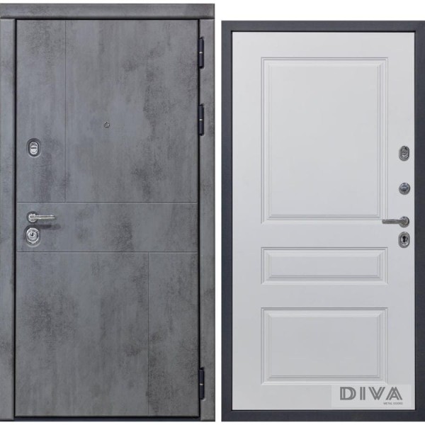Дверь DIVA 48 (2050x960 мм; правая; бетон темный - Д13 белый софт) УТ-00072680