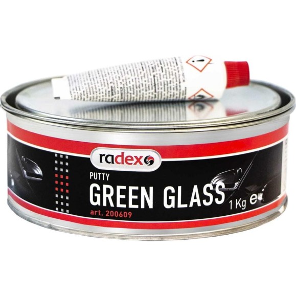 Шпатлевка со стекловолокном с отвердителем Radex GREEN GLASS 1кг (12302) 200609 Шпатлевка со стекловолокном с отвердителем Radex GREEN GLASS 1кг (12302) 200609