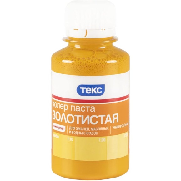 Универсальная колерная паста Текс № 04 золотистая, 0.1 л 20048 Универсальная колерная паста Текс № 04 золотистая, 0.1 л 20048