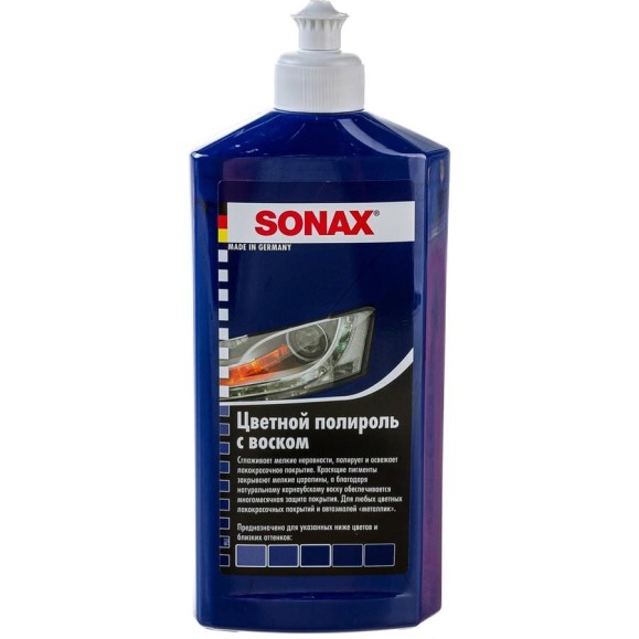Цветной полироль с воском SONAX голубой NanoPro 0,5л 296200