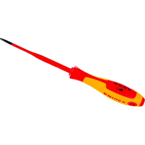 Отвертка Knipex VDE шлицевая плоская SL 3.5x0.6x100 мм, тонкая, длина 202 мм KN-982035SL Отвертка Knipex VDE шлицевая плоская SL 3.5x0.6x100 мм, тонкая, длина 202 мм KN-982035SL