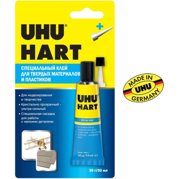 Клей для жестких пластиков UHU HART 35г 40936/B Клей для жестких пластиков UHU HART 35г 40936/B