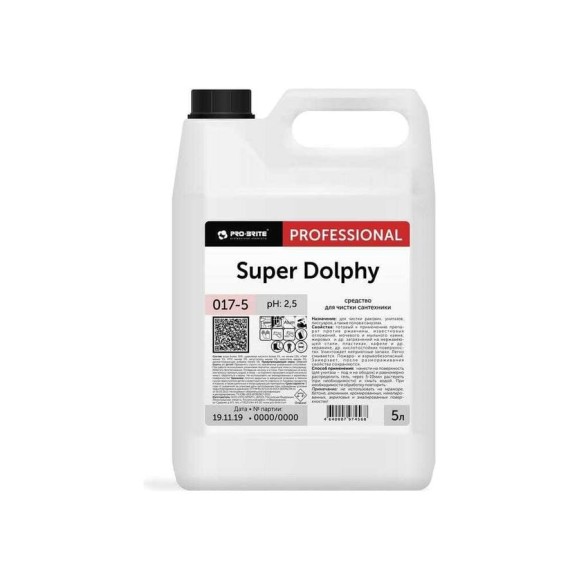 Средство для уборки сантехнических блоков PRO-BRITE Dolphy кислотное, концентрат, гель, 5 л 605264 Средство для уборки сантехнических блоков PRO-BRITE Dolphy кислотное, концентрат, гель, 5 л 605264