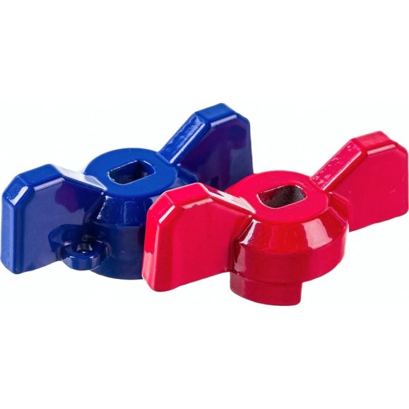 Рукоятка для шарового крана PROFACTOR PF STANDARD бабочка, красный/синий 1/2" - 3/4" PF FBV 1520WH Рукоятка для шарового крана PROFACTOR PF STANDARD бабочка, красный/синий 1/2" - 3/4" PF FBV 1520WH