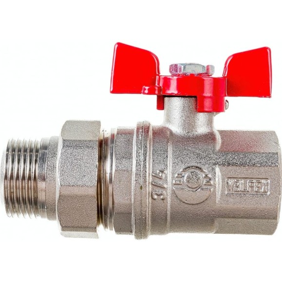 Шаровой кран VALFEX PREMIUM для воды, с американкой, 3/4" ВР/НР, бабочка VF.227.NB1.034.PREMIUM Шаровой кран VALFEX PREMIUM для воды, с американкой, 3/4" ВР/НР, бабочка VF.227.NB1.034.PREMIUM