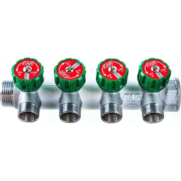 Регулируемый коллектор с 4 отводами FAR 1" М24х19 FK 3856 C1 Регулируемый коллектор с 4 отводами FAR 1" М24х19 FK 3856 C1