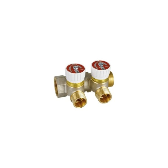 Простой сборный коллектор с отсекающими кранами ICMA S.P.A. подключение 3/4", 3 выхода х 1/2" 227/87227PB06 Простой сборный коллектор с отсекающими кранами ICMA S.P.A. подключение 3/4", 3 выхода х 1/2" 227/87227PB06