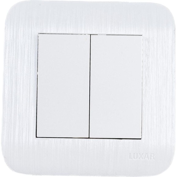 Выключатель LUXAR Deco с/у 2 клавиши, белый с рифленой рамкой, 250В 10А 4606400620211