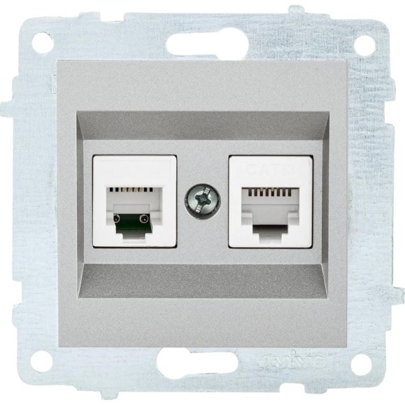 Механизм компьютерной+телефонной розетки OVIVO RJ45 CAT6+RJ11, серебро, 600-000310-234 Механизм компьютерной+телефонной розетки OVIVO RJ45 CAT6+RJ11, серебро, 600-000310-234