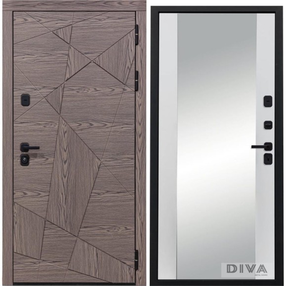 Дверь DIVA 97/2 Зеркало 2050x960 мм Правая Коньяк-Белый УТ-00073867