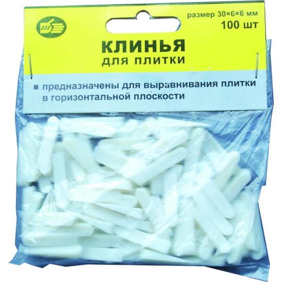 Клинья для плитки 30x6х6 мм, 100 шт 888 3980706 Клинья для плитки 30x6х6 мм, 100 шт 888 3980706