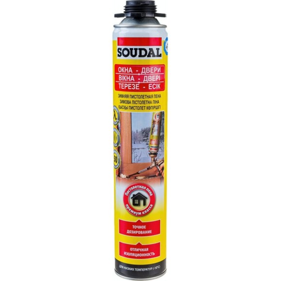 Зимняя пистолетная пена SOUDAL желтая 50 115003 Зимняя пистолетная пена SOUDAL желтая 50 115003