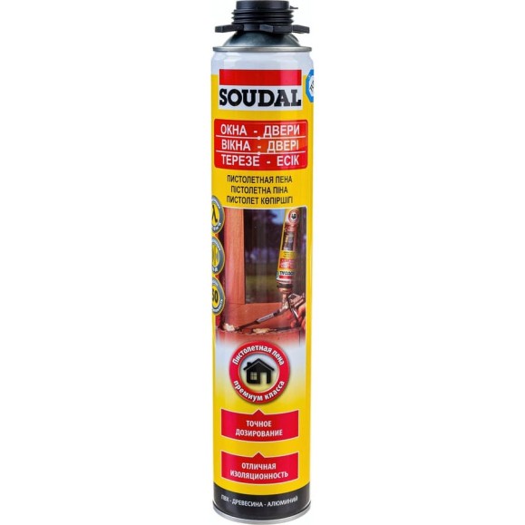 Желтая пистолетная пена SOUDAL 50 113986 Желтая пистолетная пена SOUDAL 50 113986