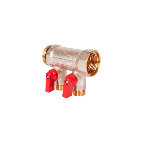 Коллектор с шаровыми кранами STOUT Smb 6210 341202 3/4", 2 отвода 1/2", красные ручки RG0091AACQLTJJ Коллектор с шаровыми кранами STOUT Smb 6210 341202 3/4", 2 отвода 1/2", красные ручки RG0091AACQLTJJ