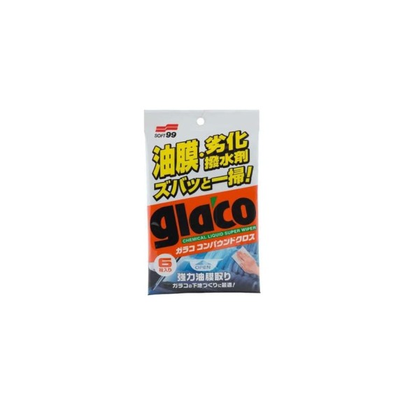 Очищающие салфетки для стекол SOFT99 04063 Glaco Compound Sheet 6 шт. 18154