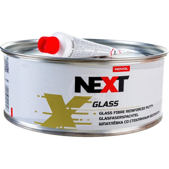 Шпатлевка с длинным стекловолокном NOVOL NEXT GLASS банка 1 кг, с отвердителем 90912 Шпатлевка с длинным стекловолокном NOVOL NEXT GLASS банка 1 кг, с отвердителем 90912