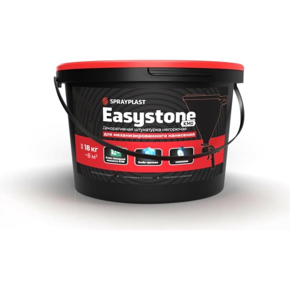 Декоративная штукатурка Sprayplast Easystone негорючая КМ0, для механизированного нанесения, белая, 18 кг 33170