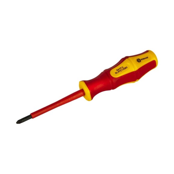 Диэлектрическая отвертка КОБАЛЬТ Ultra Grip FL/PZ-1x80 мм, CR-V, двухкомпонентная рукоятка 799-727 Диэлектрическая отвертка КОБАЛЬТ Ultra Grip FL/PZ-1x80 мм, CR-V, двухкомпонентная рукоятка 799-727