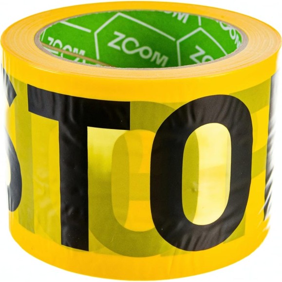 Предупреждающая STOP лента ZOOM 75 мм x 100 м, желтая 02-5-5-001 Предупреждающая STOP лента ZOOM 75 мм x 100 м, желтая 02-5-5-001