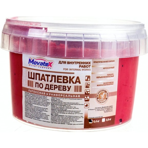 Шпаклевка по дереву (0.4 кг; махагон) Movatex Т16166 Шпаклевка по дереву (0.4 кг; махагон) Movatex Т16166