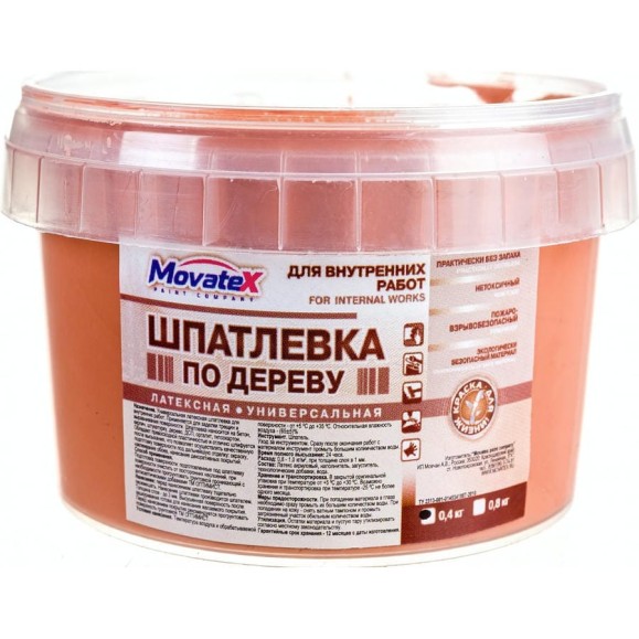 Шпаклевка по дереву (0.4 кг; тик) Movatex Т16171 Шпаклевка по дереву (0.4 кг; тик) Movatex Т16171