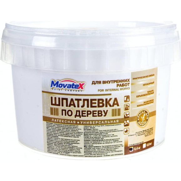 Шпаклевка по дереву (0.4 кг; белая) Movatex Т02353 Шпаклевка по дереву (0.4 кг; белая) Movatex Т02353