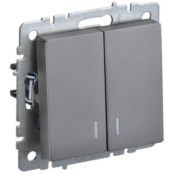2-клавишный выключатель IEK Brite с индикацией 10а вс10-2-1-брс сталь BR-V20-1-10-K46 2-клавишный выключатель IEK Brite с индикацией 10а вс10-2-1-брс сталь BR-V20-1-10-K46