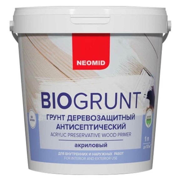 Универсальный грунт NEOMID Bio 1 л, деревозащитный, акриловый Н-BioГрунт-1
