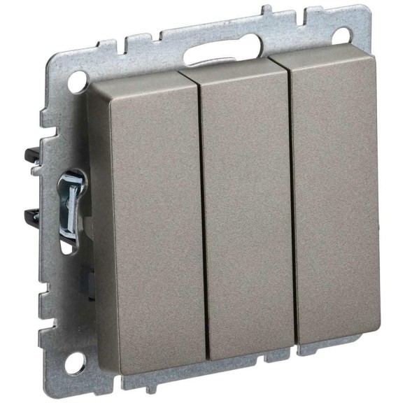 3-клавишный выключатель IEK Brite 10а вс10-3-0-брш шампань BR-V30-0-10-K37 3-клавишный выключатель IEK Brite 10а вс10-3-0-брш шампань BR-V30-0-10-K37