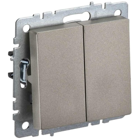 Проходной 2-клавишный выключатель IEK Brite 10а вс10-2-6-брш шампань BR-V22-0-10-K37 Проходной 2-клавишный выключатель IEK Brite 10а вс10-2-6-брш шампань BR-V22-0-10-K37