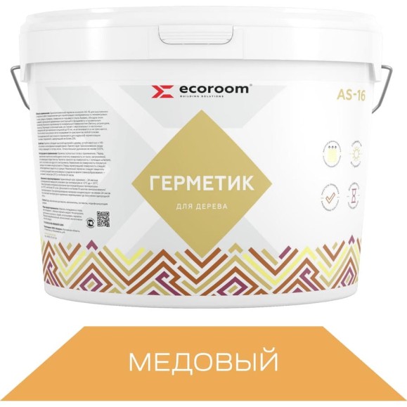 Акриловый герметик ECOROOM AS-16 для дерева, медовый, 15 кг E-Герм-4189/мед