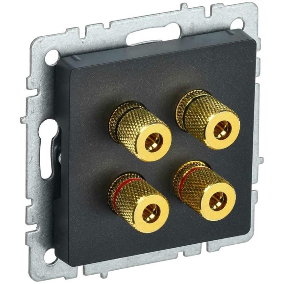 4-местная аудиорозетка IEK Brite ра10-брч черный BR-S40-K02