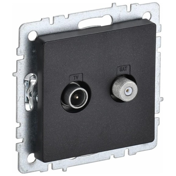 Двойная розетка IEK Brite tv+sat ртв/рсп12-брч черный BR-AF20-O-K02 Двойная розетка IEK Brite tv+sat ртв/рсп12-брч черный BR-AF20-O-K02