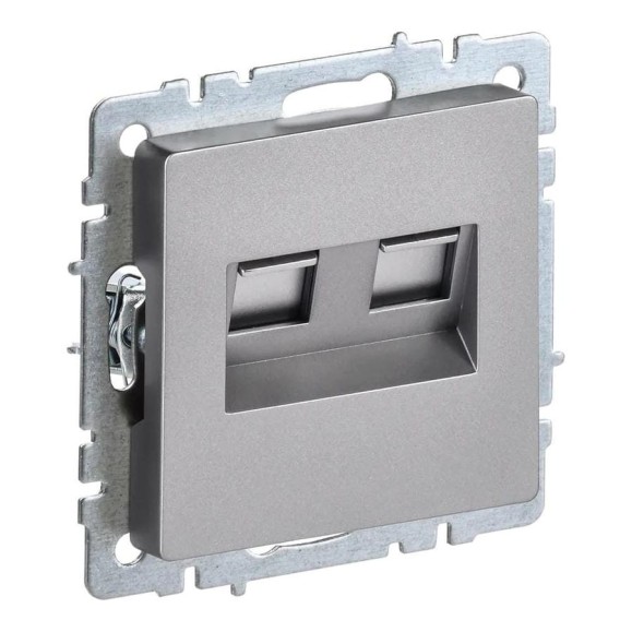 Двойная компьютерная розетка rj45 IEK Brite рк10-2-брс категория 5e, сталь BR-K20-1-K46 Двойная компьютерная розетка rj45 IEK Brite рк10-2-брс категория 5e, сталь BR-K20-1-K46