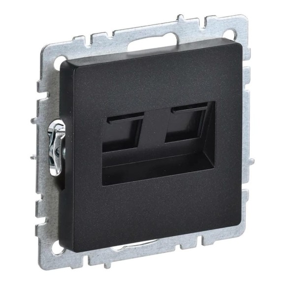 Двойная розетка IEK Brite rj11+rj45 рк/т12-брч категория 5e, черный BR-KT20-O-1-K02