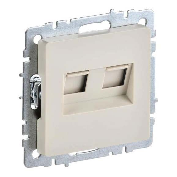Двойная компьютерная розетка rj45 IEK Brite рк10-2-бркр категория 5e, бежевый BR-K20-1-K10 Двойная компьютерная розетка rj45 IEK Brite рк10-2-бркр категория 5e, бежевый BR-K20-1-K10