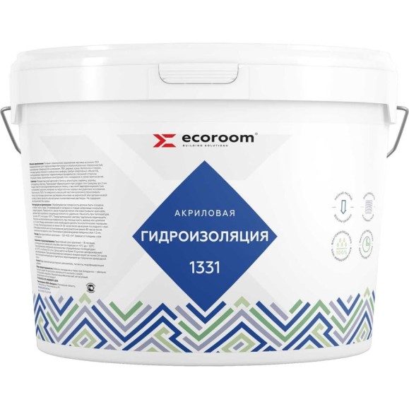 Гидроизоляция ECOROOM акрилатная 1331, 10 кг Е-Гидр1331/10