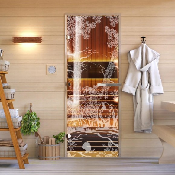 Дверь для бани DoorWood Мишка в лесу бронза, 1800x700 мм, левая DW-00014788 Дверь для бани DoorWood Мишка в лесу бронза, 1800x700 мм, левая DW-00014788