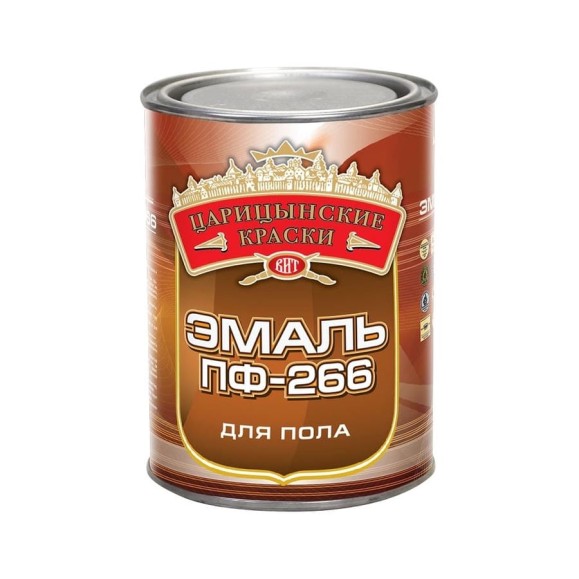 Эмаль для пола Царицынские краски ПФ 266, красно-коричневый, 0.8 кг 16324 Эмаль для пола Царицынские краски ПФ 266, красно-коричневый, 0.8 кг 16324