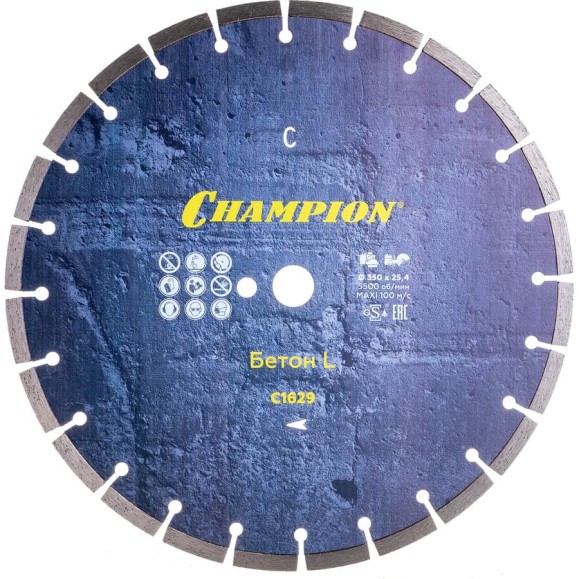 Диск алмазный 350х25,4х10 мм CHAMPION Бетон L Concremax C1629 Диск алмазный 350х25,4х10 мм CHAMPION Бетон L Concremax C1629