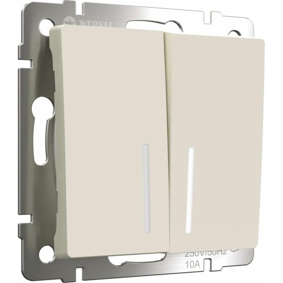 Двухклавишный выключатель WERKEL W1120162 с подсветкой айвори матовый a059282