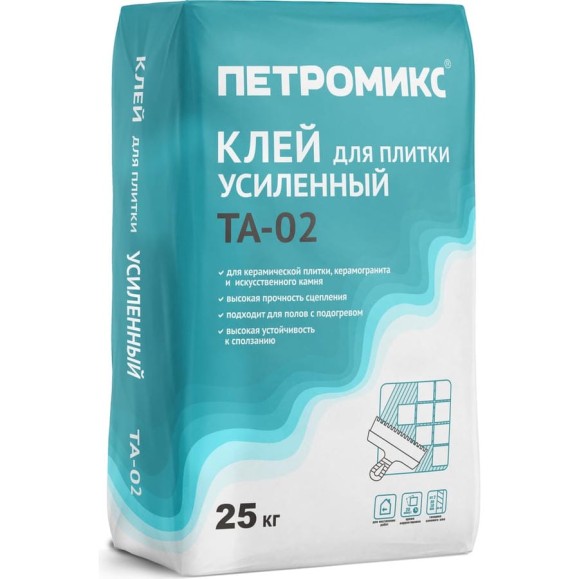 Клей для плитки Петромикс TA-02 усиленный, 25 кг 00000011682