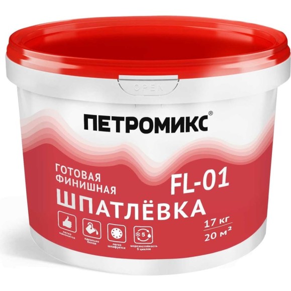 Готовая полимерная шпатлевка Петромикс FL-01 17 кг 00-00009021