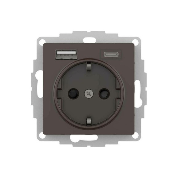 Розетка Systeme Electric Atlasdesign 16а c 2 usb a+c, 5в/2,4а/3,0а, 2x5в/1,5а, механизм, мокко ATN000632 Розетка Systeme Electric Atlasdesign 16а c 2 usb a+c, 5в/2,4а/3,0а, 2x5в/1,5а, механизм, мокко ATN000632