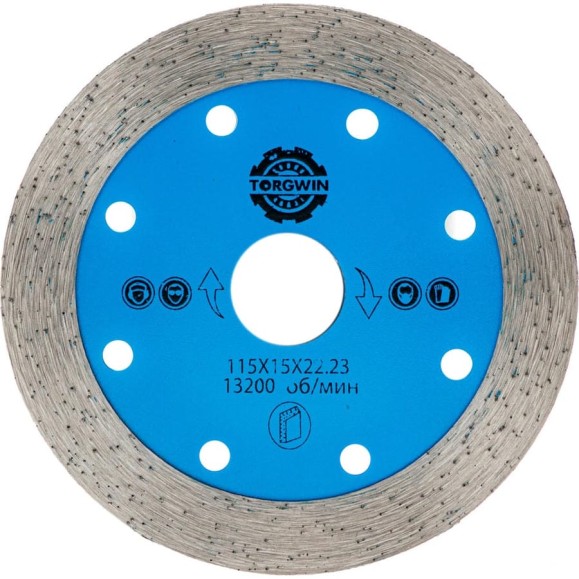 Диск алмазный TORGWIN отрезной сплошной по керамике 115x22.2/15x1.4мм. All-over Segmented Professional for Ceramic 106AG-11522KL-15_TW