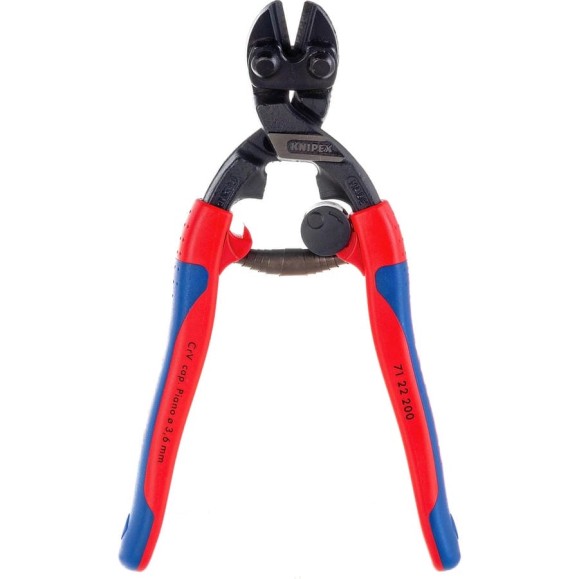Болторез Knipex, CoBolt, компактный, с пружиной, голова 20 градусов, 200 мм, черный, 2К ручки, KN-7122200SB Болторез Knipex, CoBolt, компактный, с пружиной, голова 20 градусов, 200 мм, черный, 2К ручки, KN-7122200SB