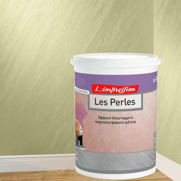Декоративное покрытие L’impression Les perles 2.5 л, с эффектом блестящего перламутрового шелка, цвет 41079 зеленый 4PSK3K1FXL